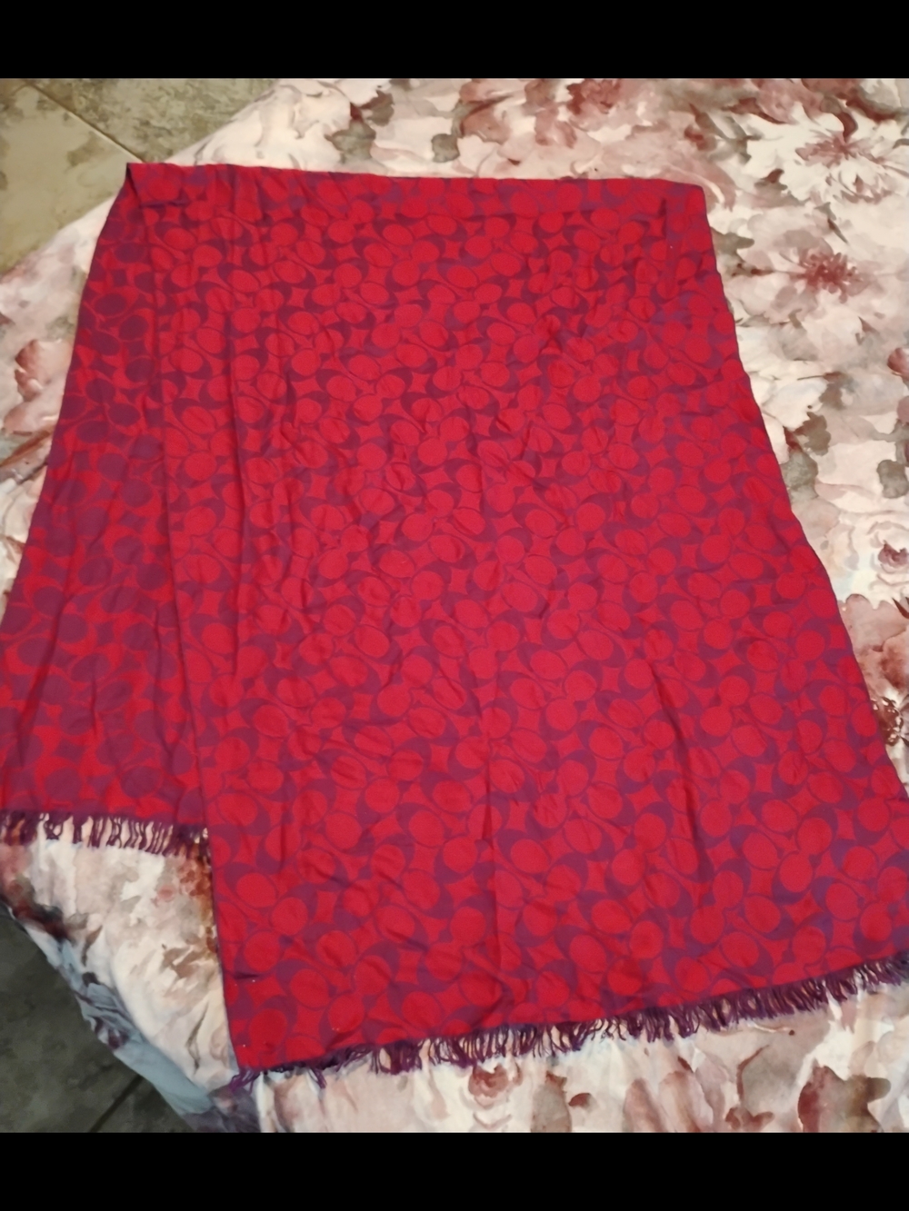 Coach Red Logo-Patterned Women's Scarf